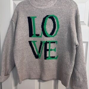 A New Day Tan and Green Knit Sweater